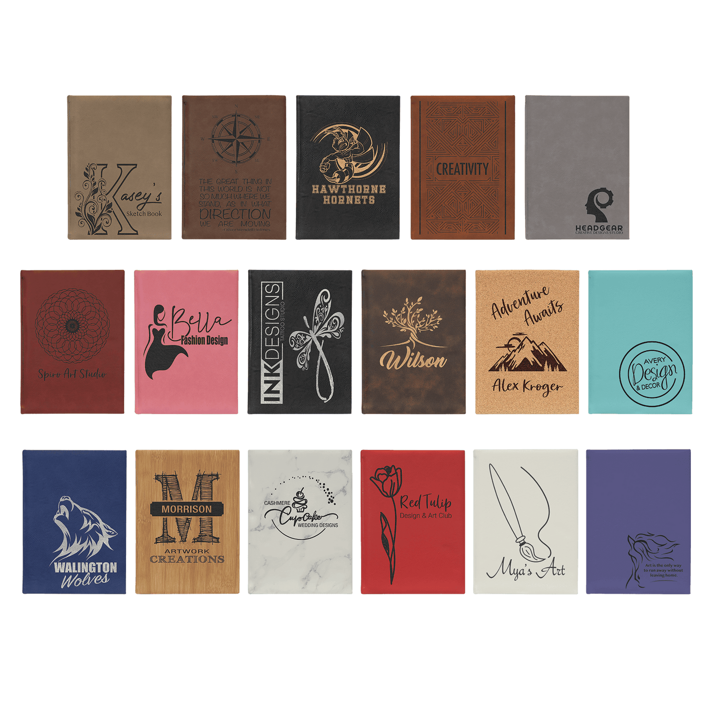 Leatherette Sketch Book - Personalized Cover - Medium 7" X 9 3/4"