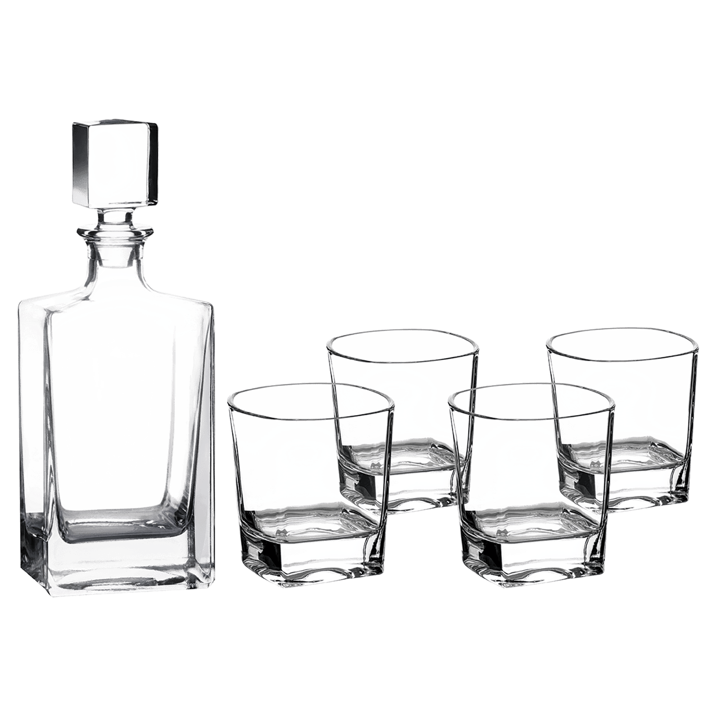 Decanter Set with Four 8 oz Rocks Glasses - Set of 4 Custom Engraved