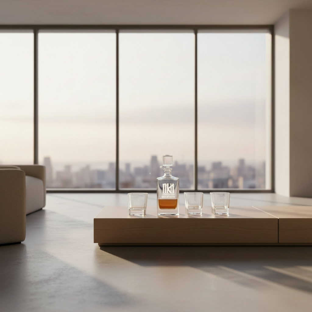 Decanter Set with Four 8 oz Rocks Glasses - Set of 4 Custom Engraved